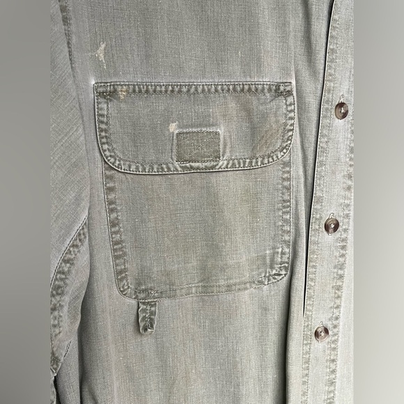 90s Faded Glory Heavy Long Sleeve Button Up Medium Gray - Picture 5 of 8